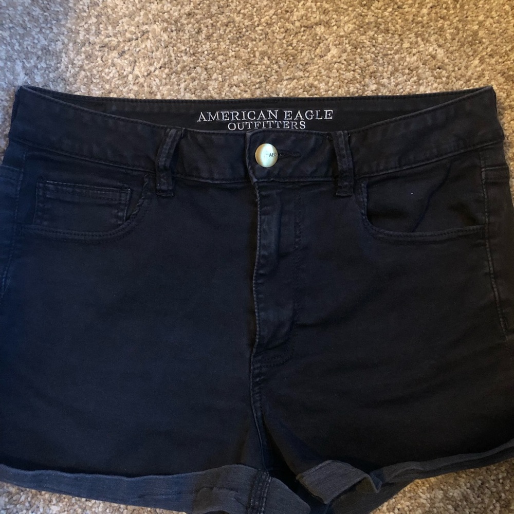 American Eagle Hi-Rise Shortie shorts- Black